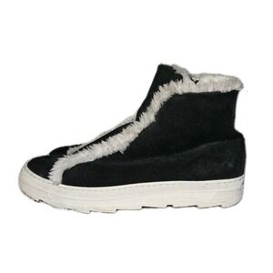 JOYKS Womans 8 Black Suede Leather Shearling Lined HighTop Sneaker Bootie
